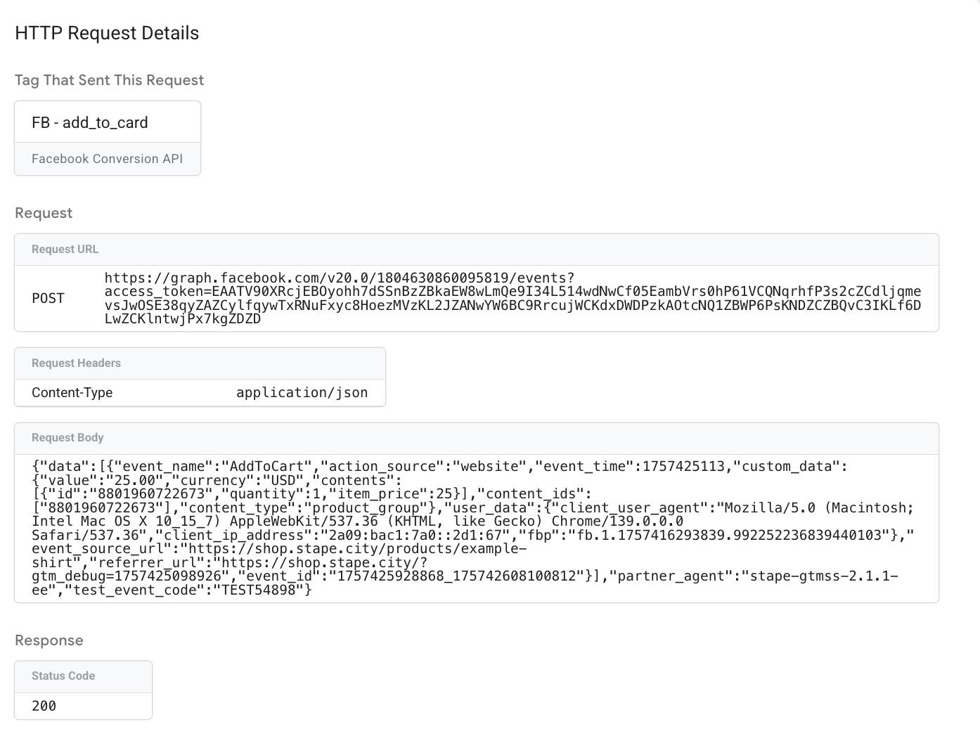 Requête sans l'extension Chrome Stape
