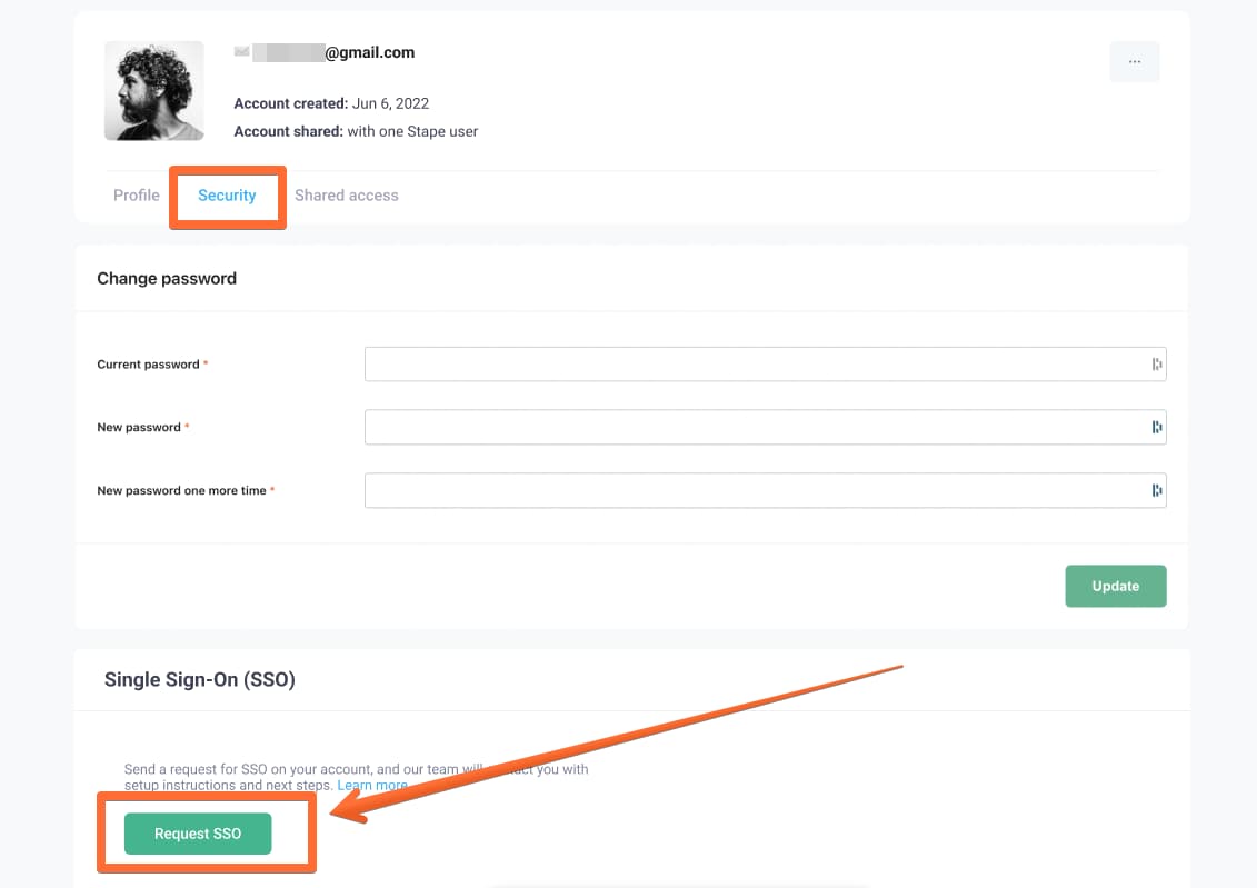 Click the Request SSO button