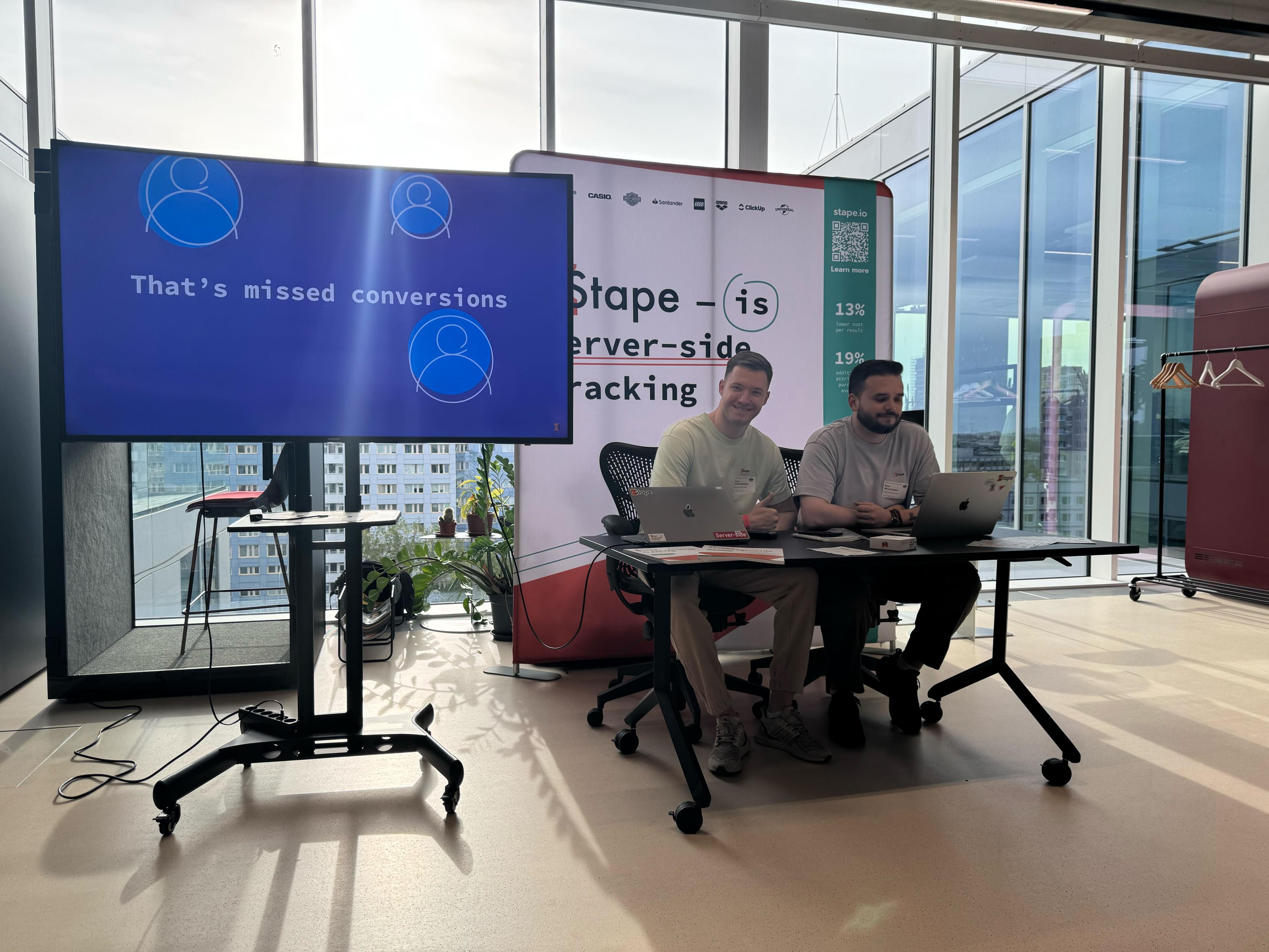 Serge and Dan from Stape at MeasureCamp Berlin