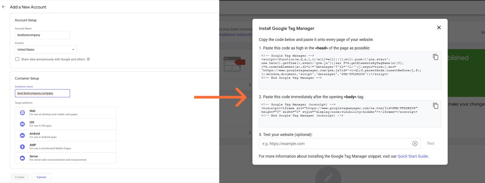 Create a server GTM container