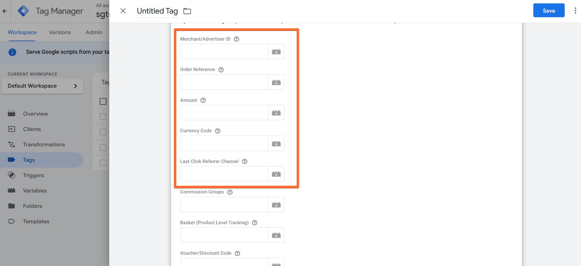 Required settings for the Conversion event type