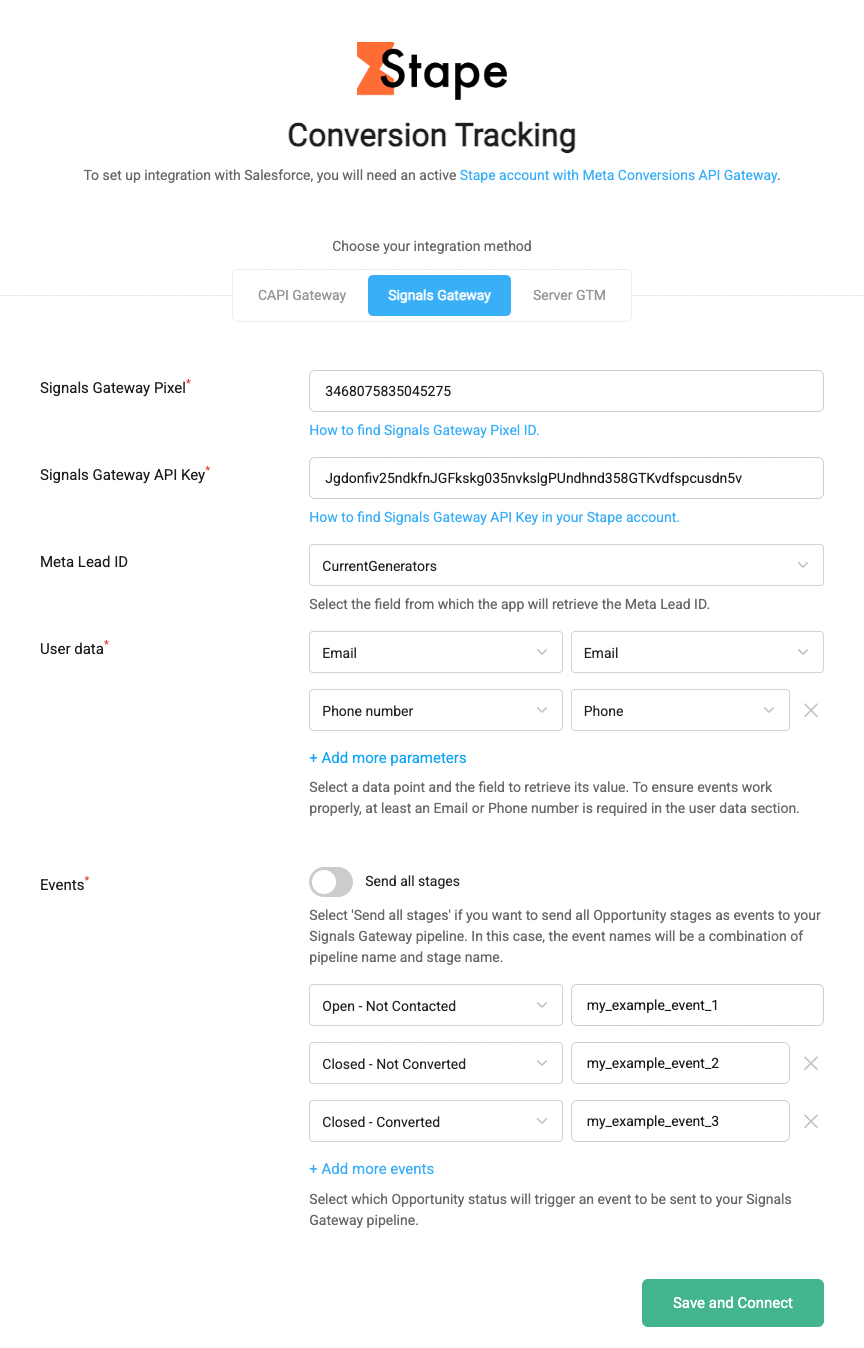 Events configuration