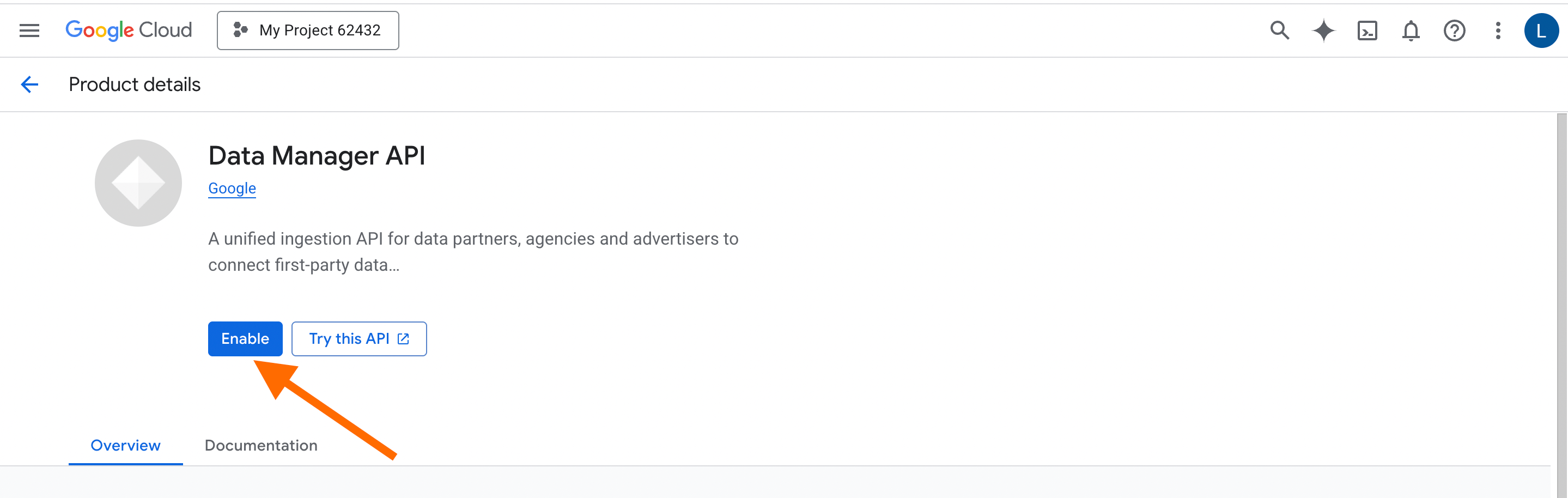 Enable Data Manager API