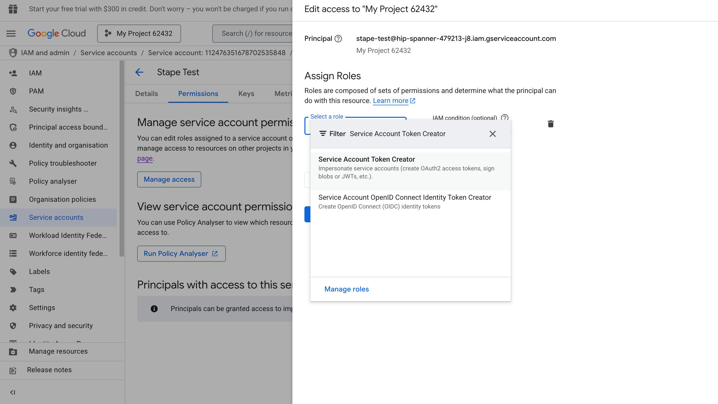 Assign a role in GCP