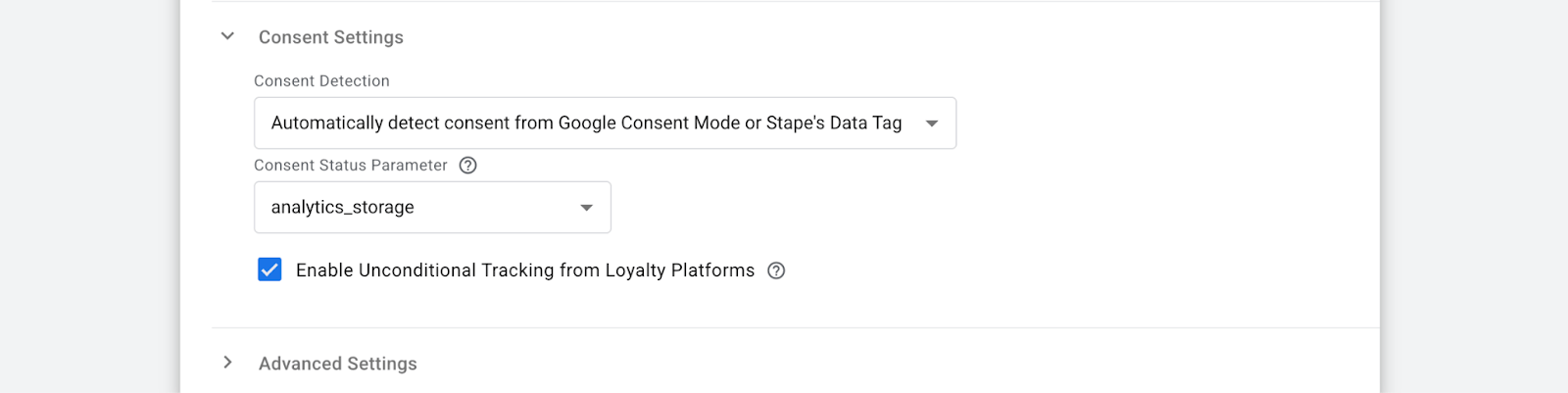 Example of filled-out Consent Settings form with "Automatically detect consent" option