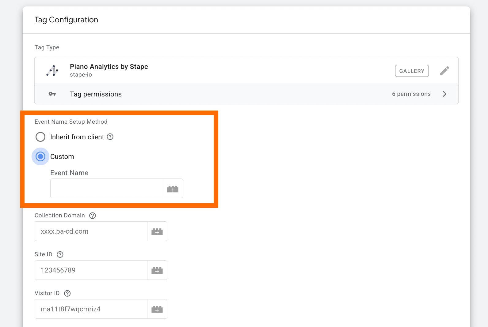 Event Name Setup Method