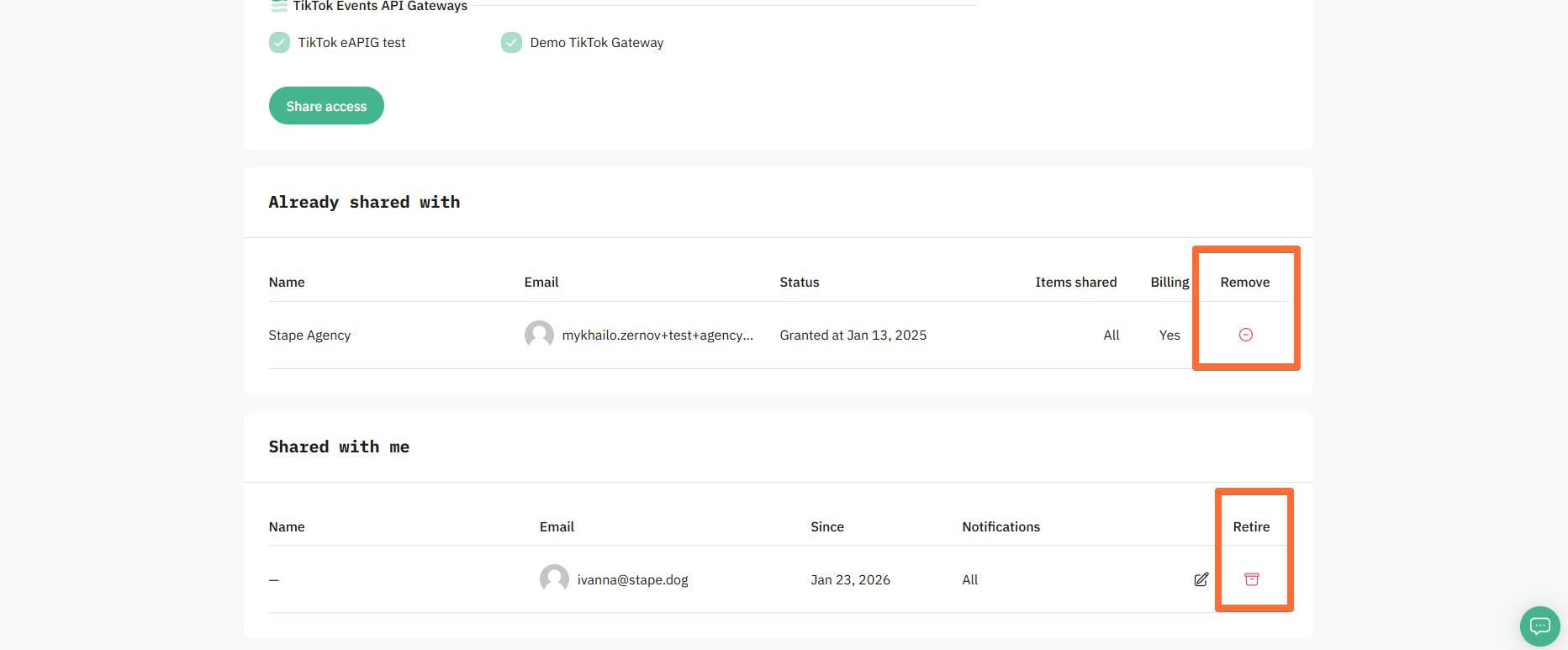 Revoking shared account access