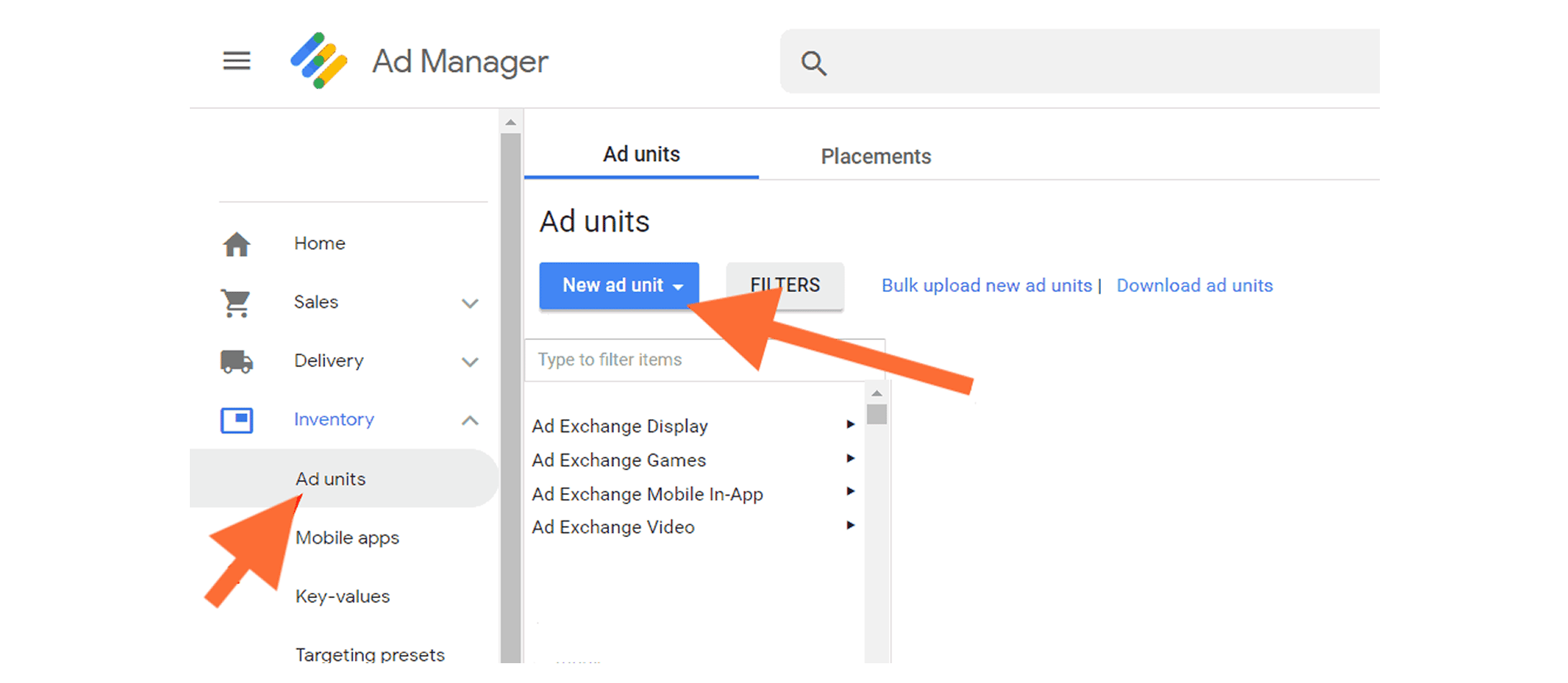 create an Ad Unit or Placement.