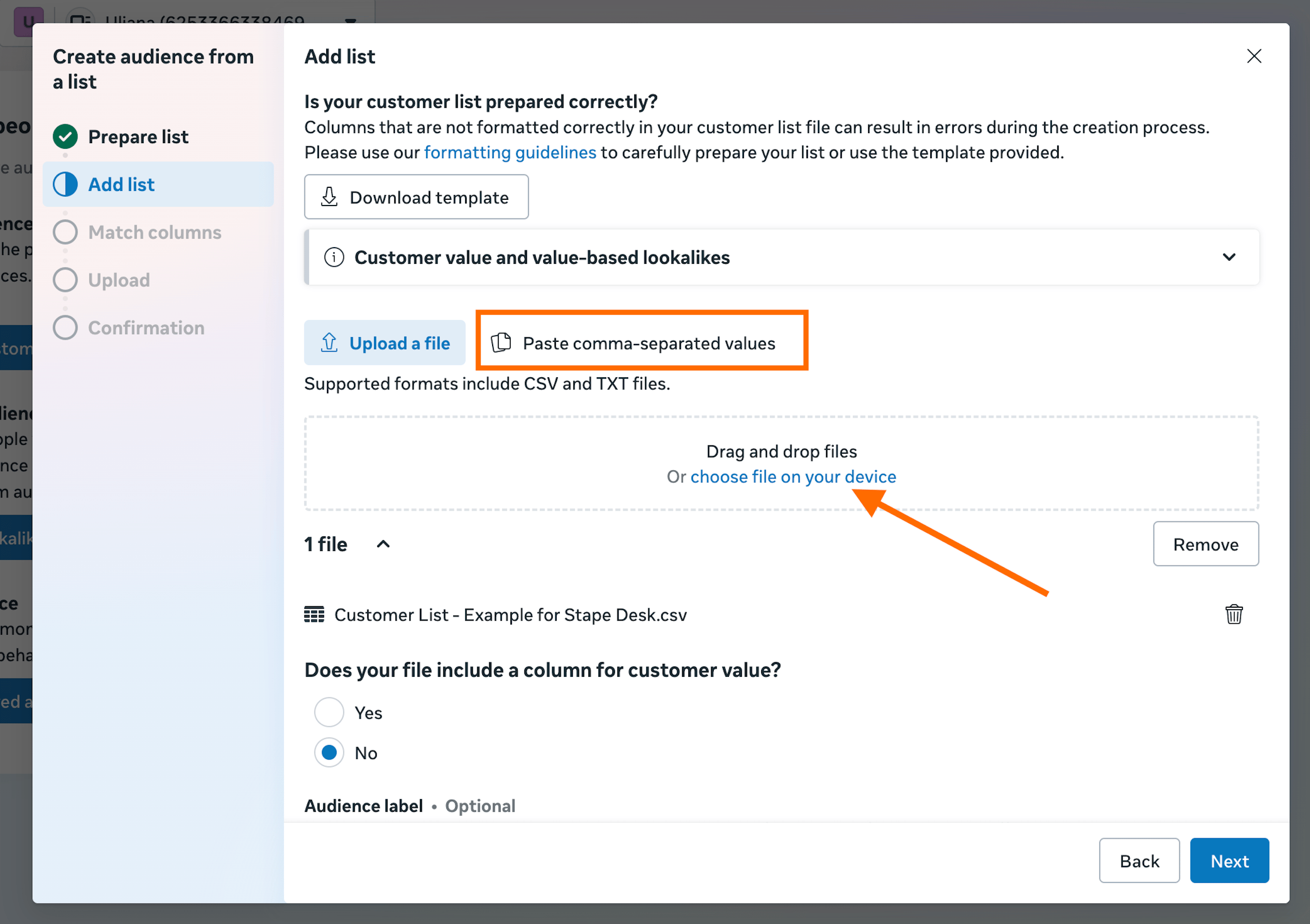 Add data for custom list