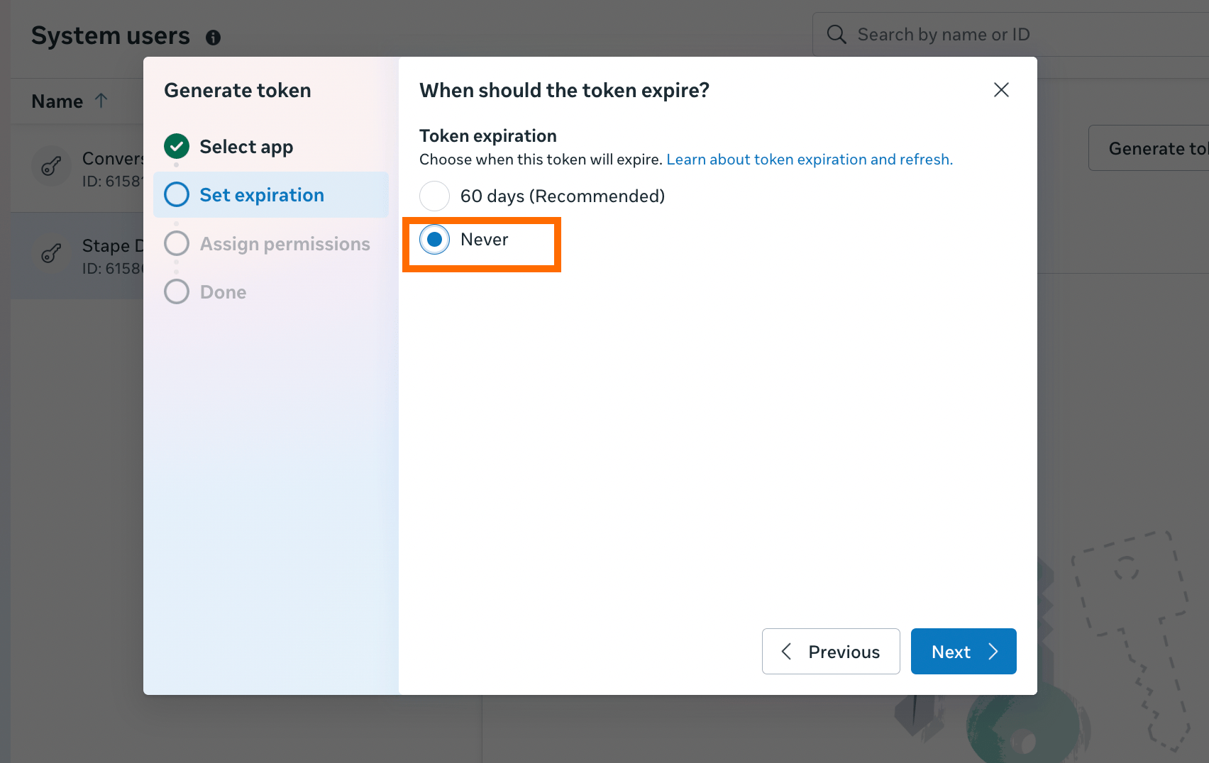 Never expire the token