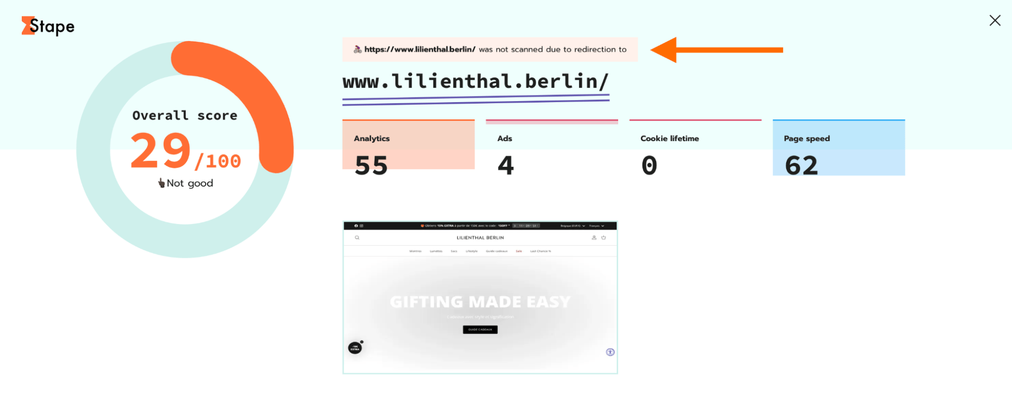 Redirection notification