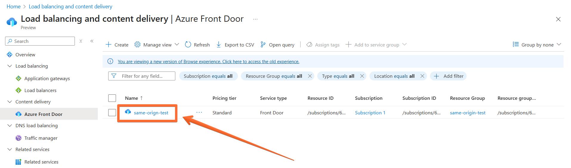 Click on your Front Door configuration