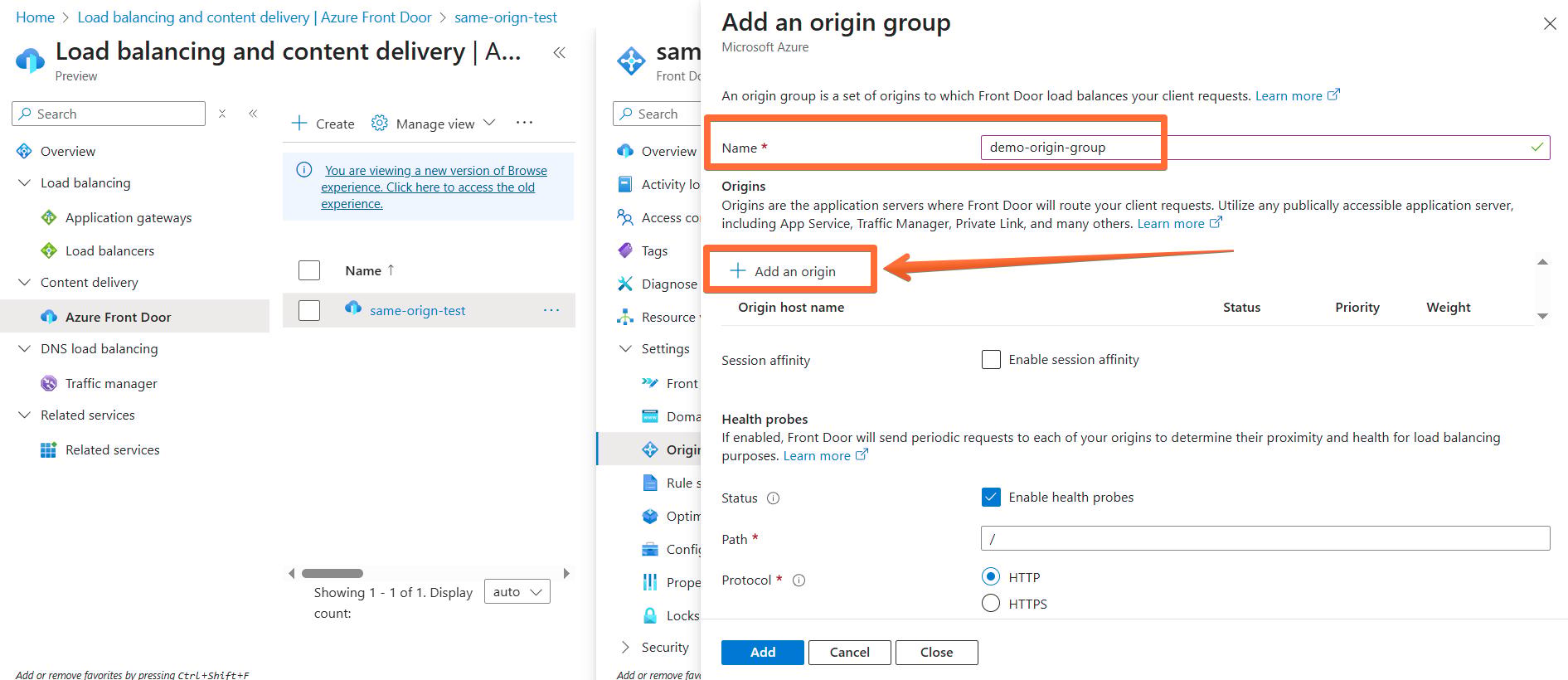 Adding an origin