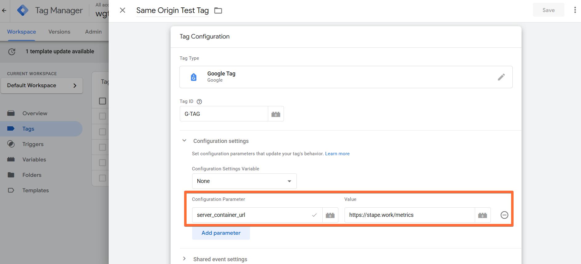 Creating a test GA4 tag