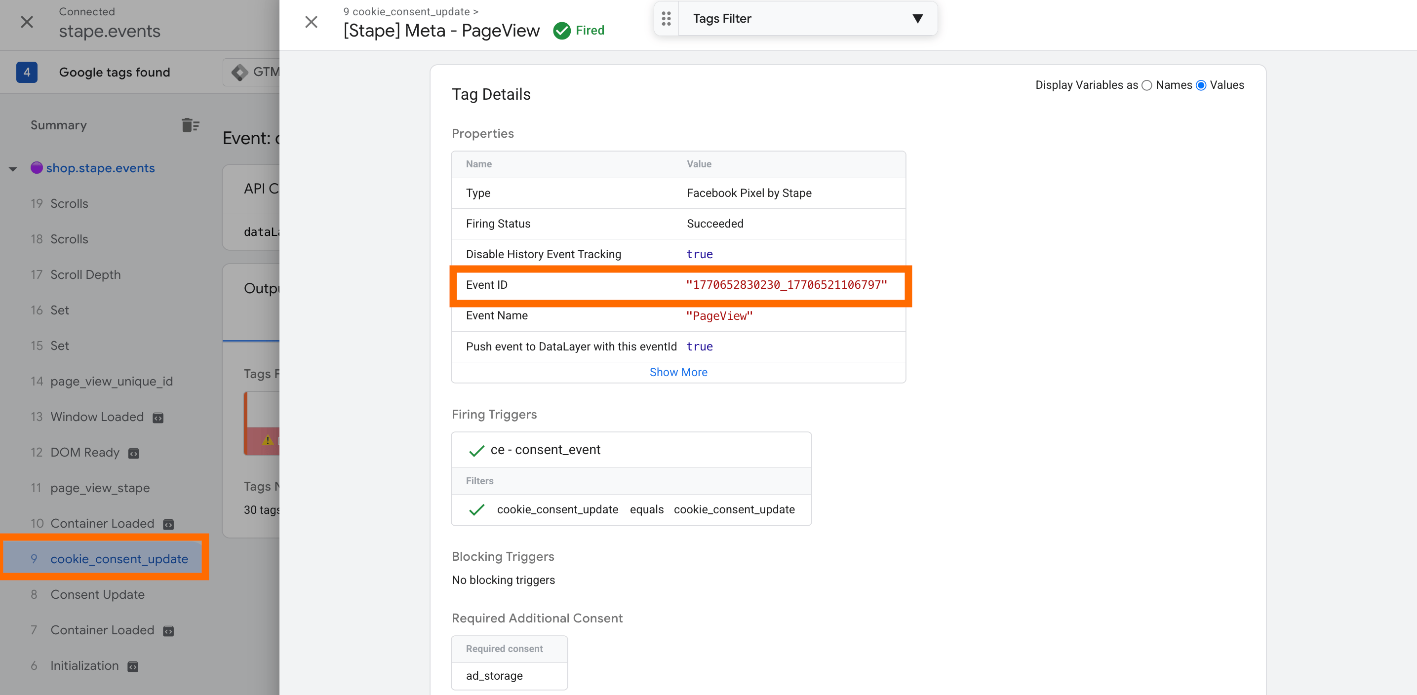 Event ID in Meta page_view