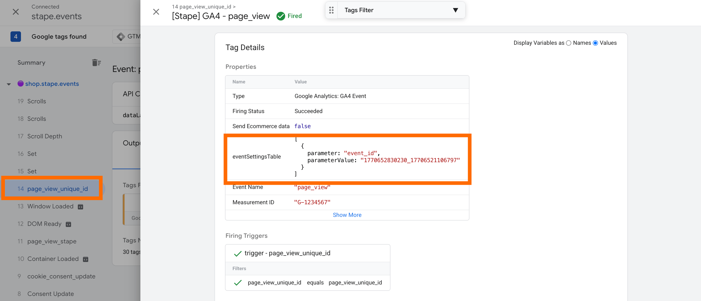 Event ID in GA4 page_view