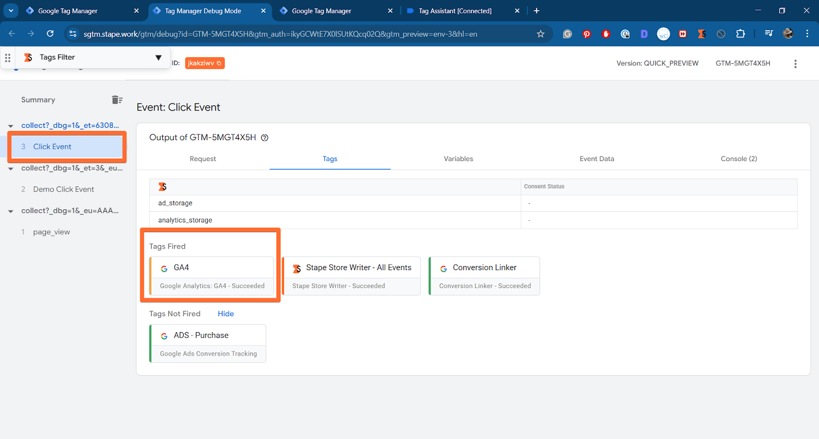 Check incoming requests in the server GTM Preview