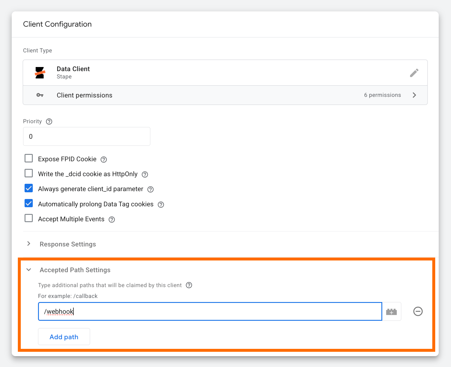 Data Client config