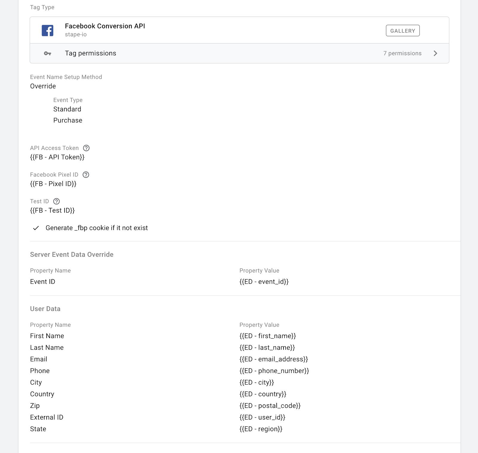 Add data to the server-side Facebook event