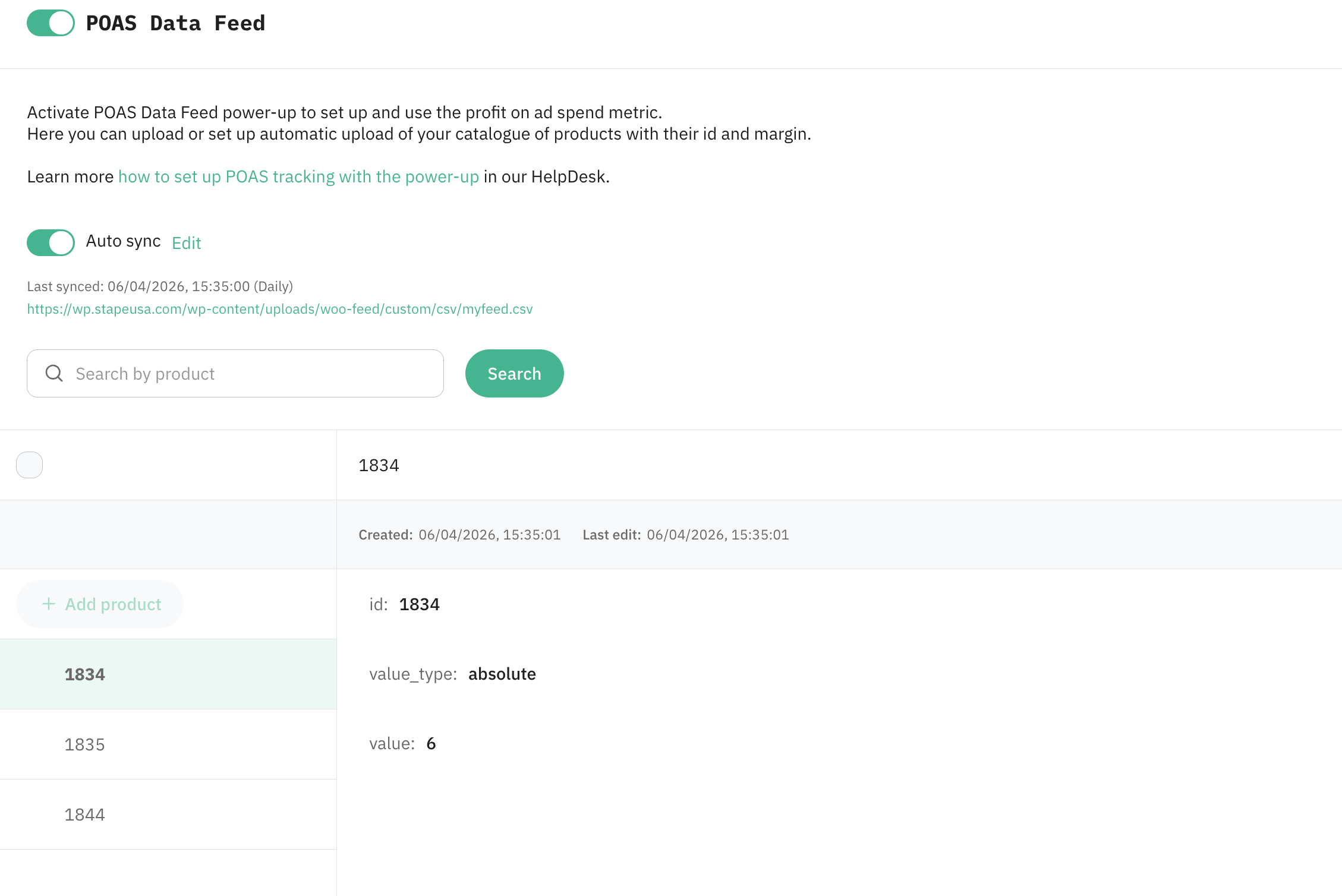 POAS Data Feed