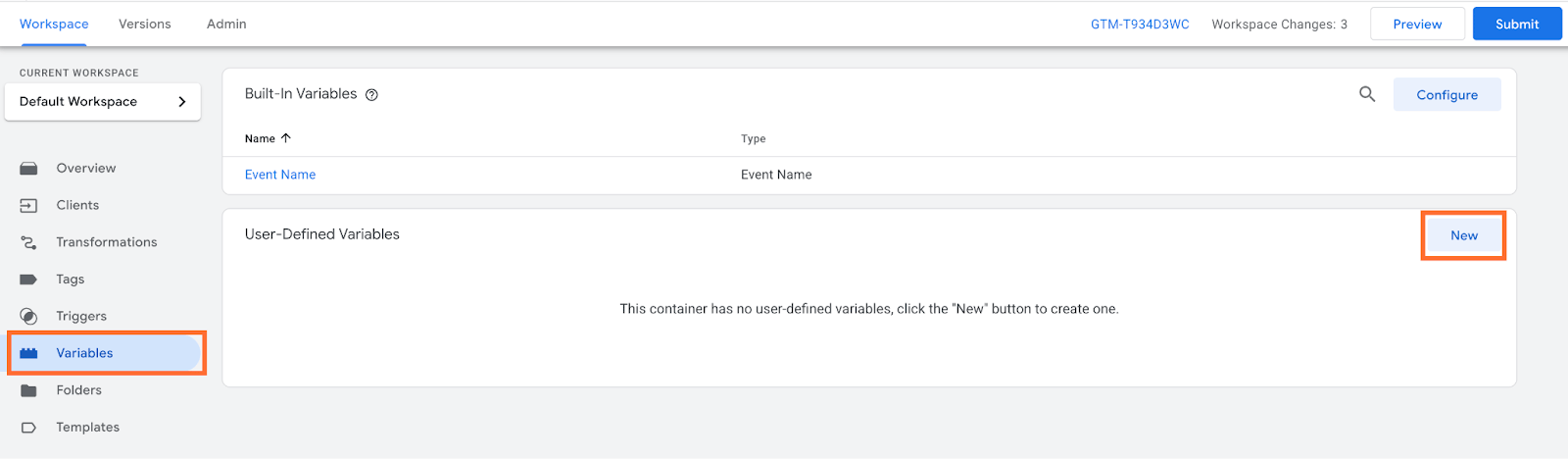 Go to Variables, and in the User-Defined Variables section click New