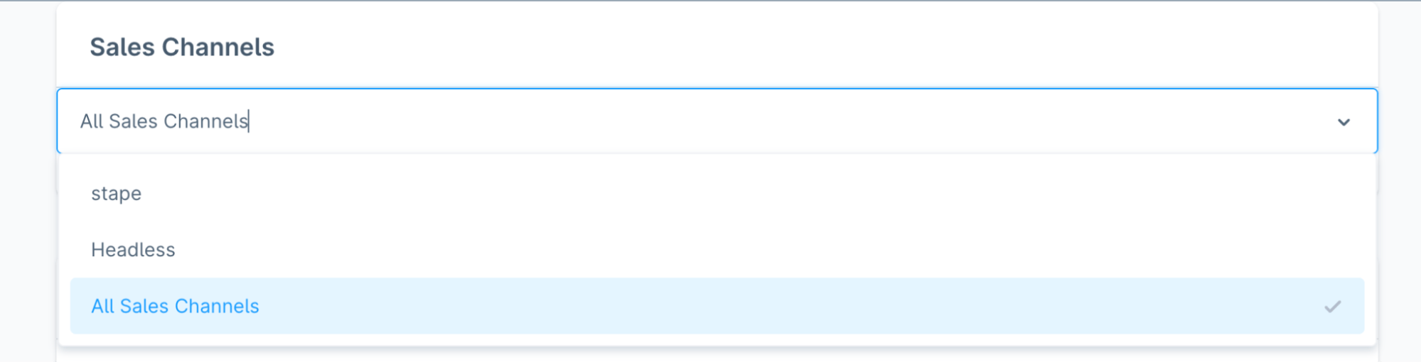 Select the “Sales Channels” you need to configure