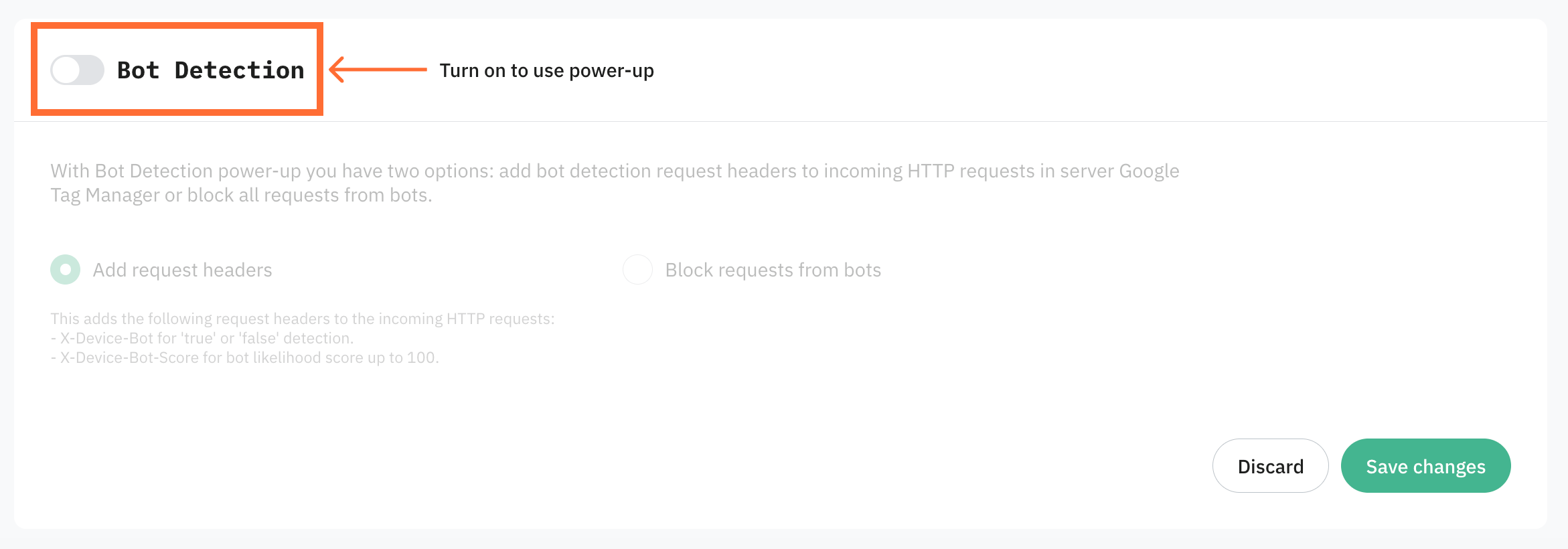 Toggle the Bot Detection switch