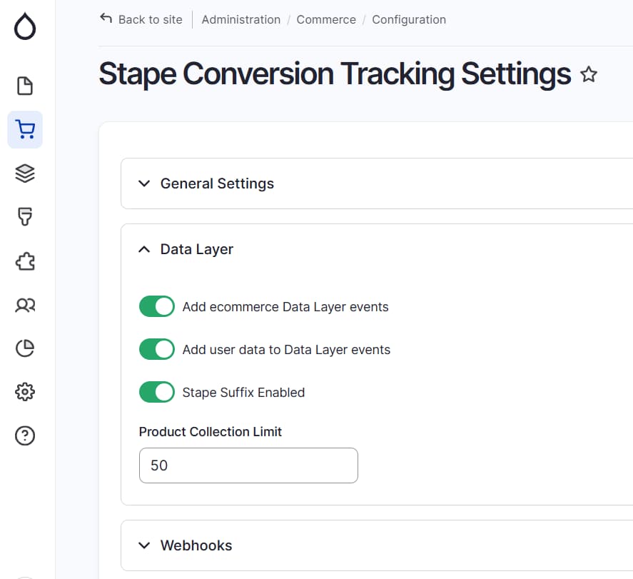 Drupal module Data Layer section