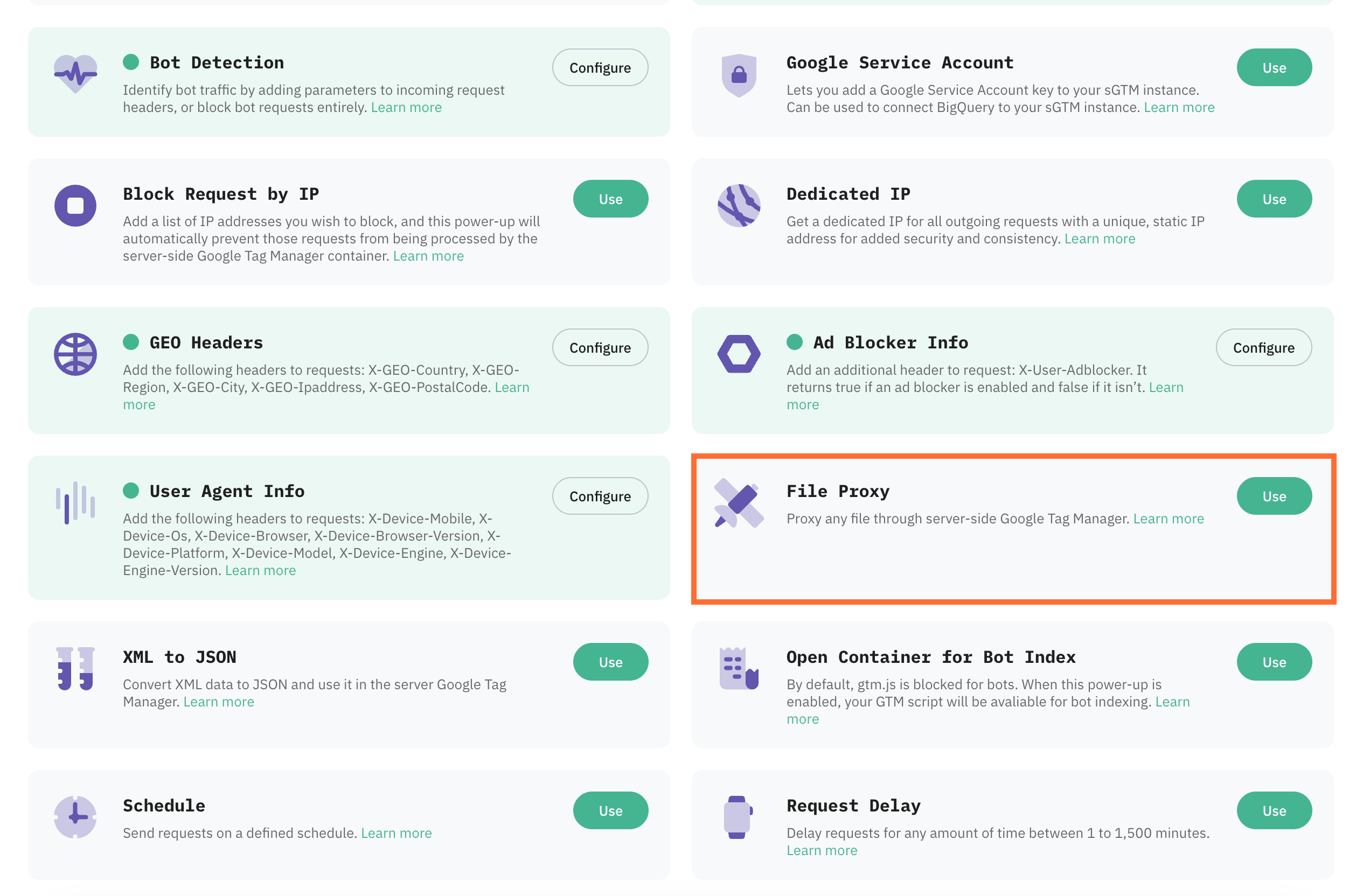 Click Use next to the File Proxy panel.