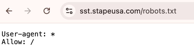 Open the robots.txt page of your Stape sGTM container.