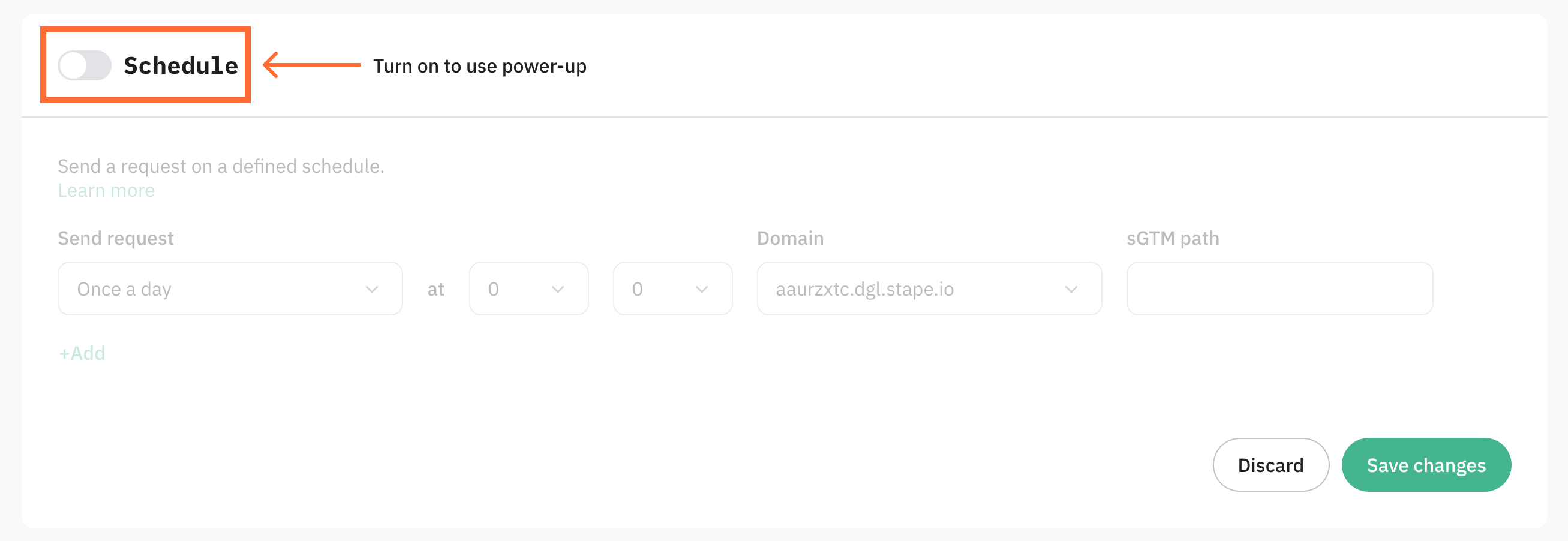 Toggle the Schedule switch to enable it