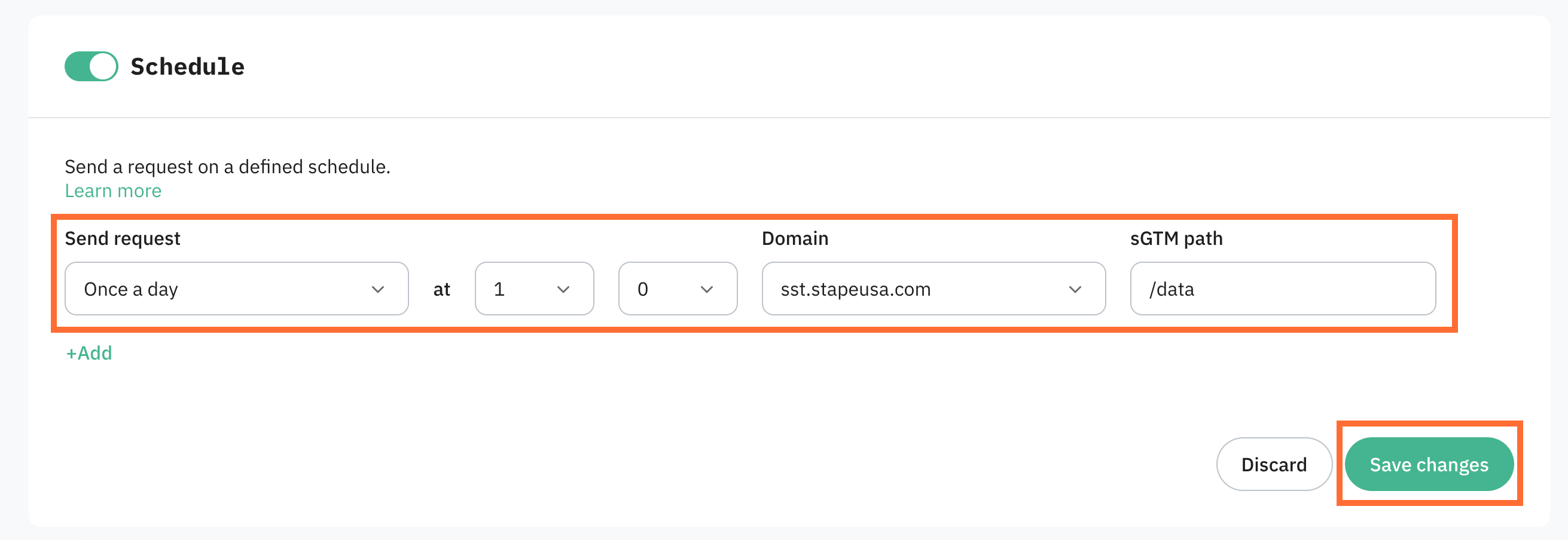 Configure the request schedule