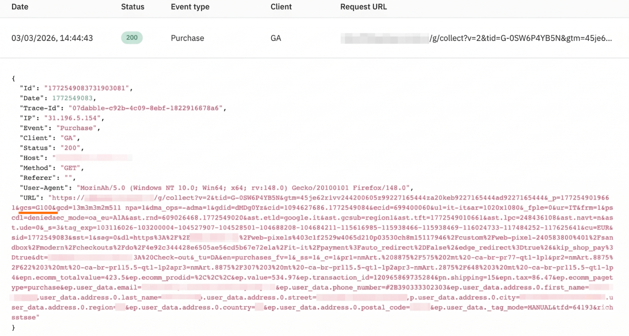 Look for the GCS parameter