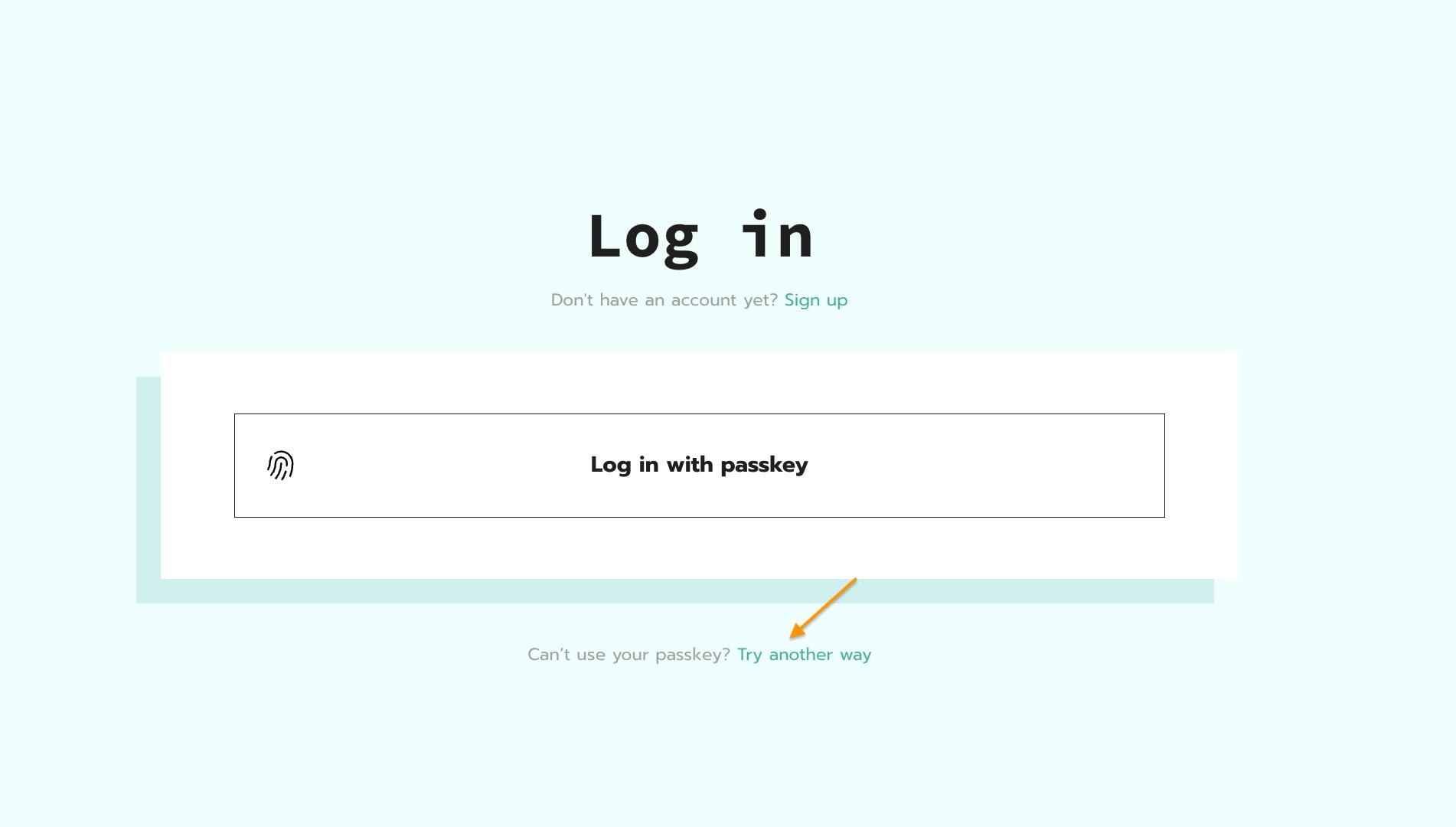 Log in with passkey