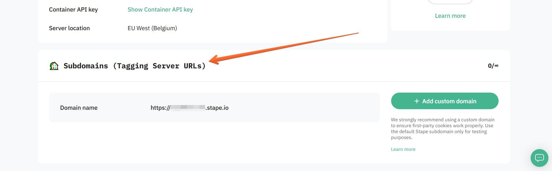 Subdomains (Tagging Server URLs)