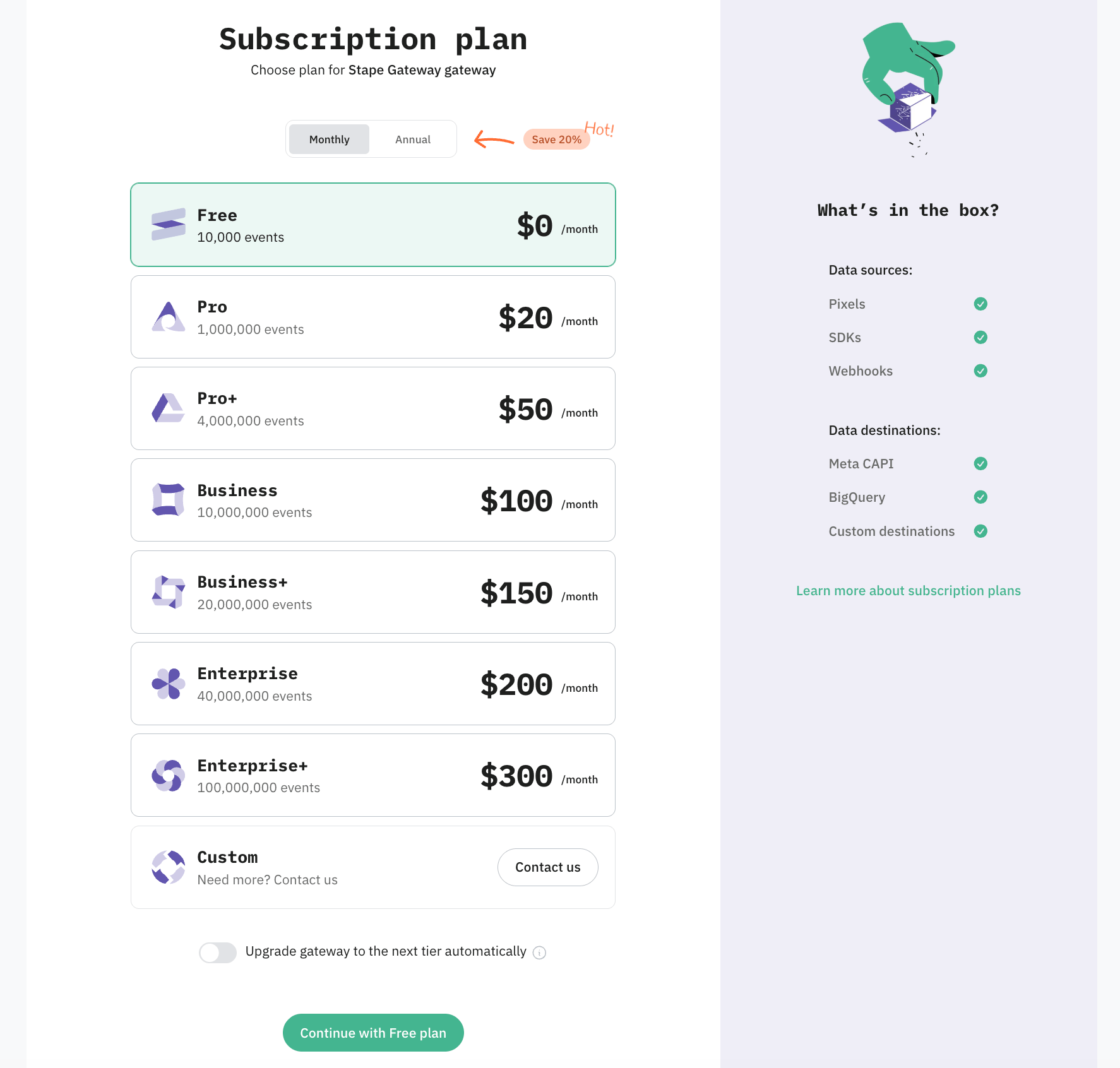 Select a subscription plan