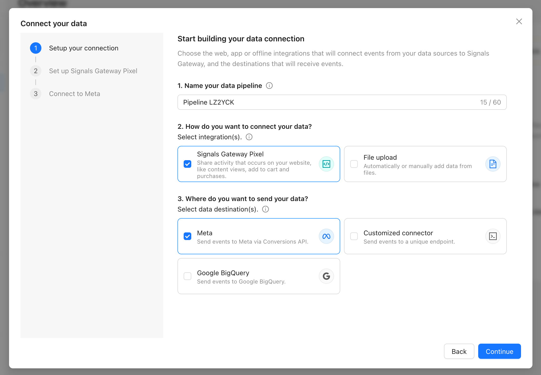 Start building your data connection