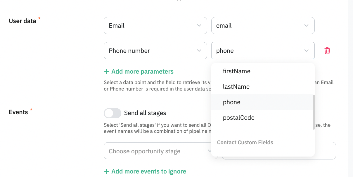 HighLevel CRM fields