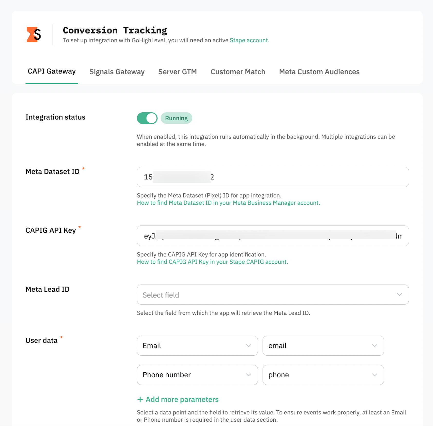 Stape Conversion Tracking app per HighLevel CRM