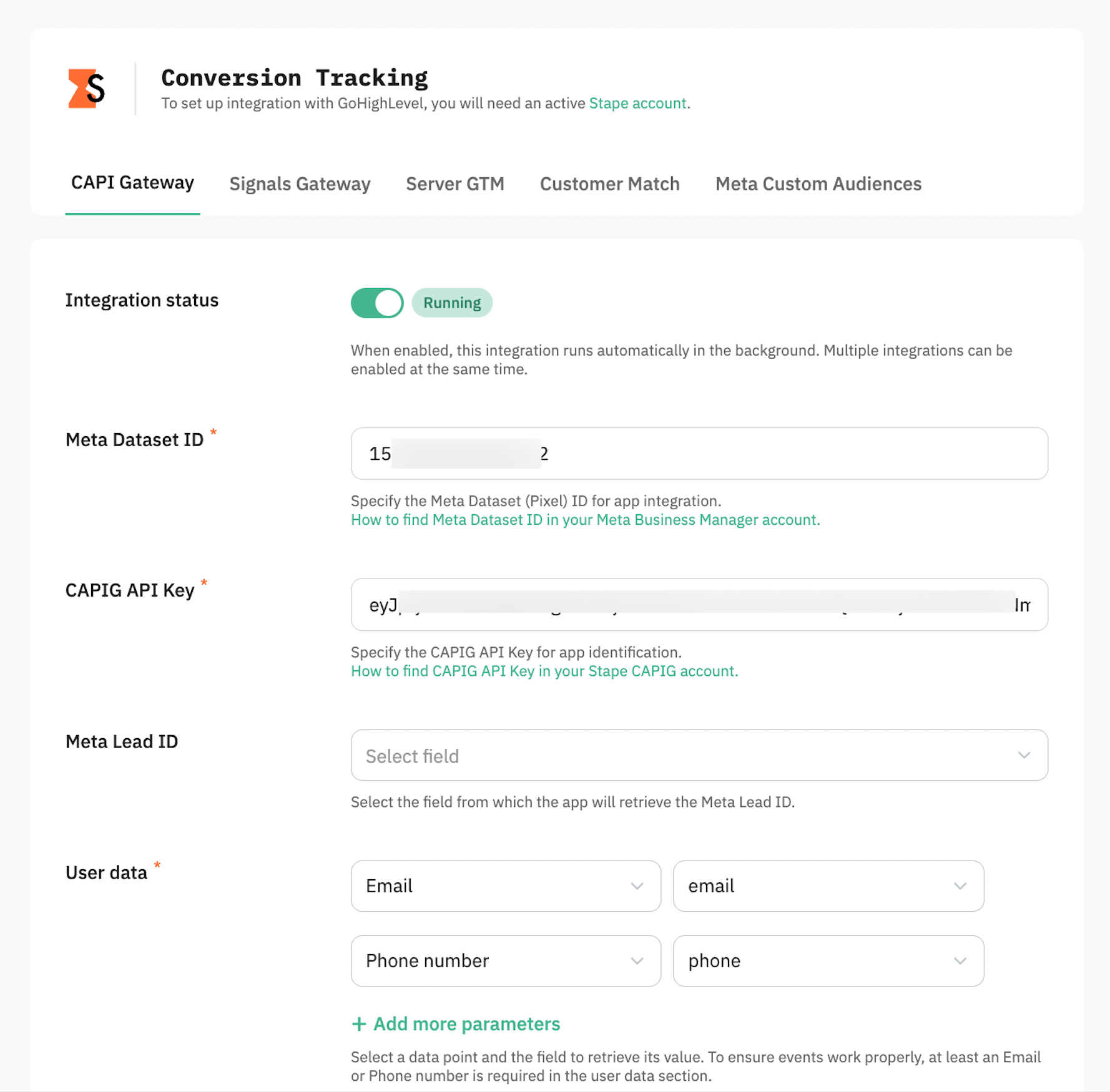 Stape Conversion Tracking app para HighLevel CRM