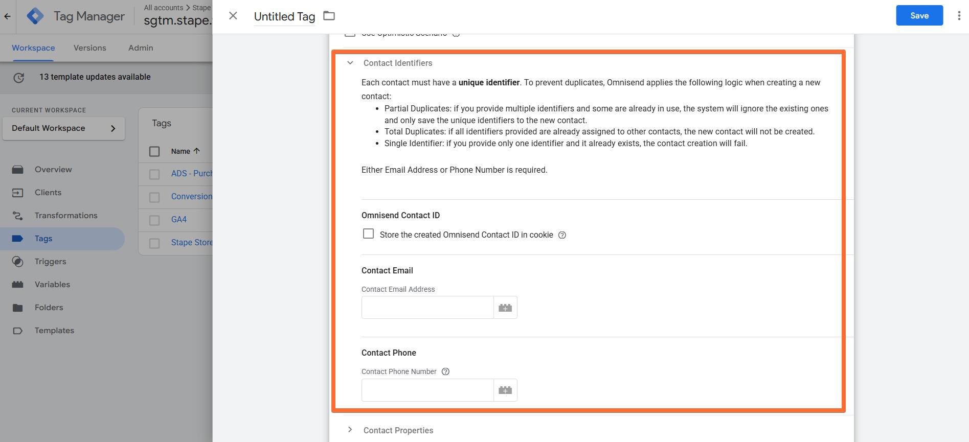 Contact Identifiers for Create Contact