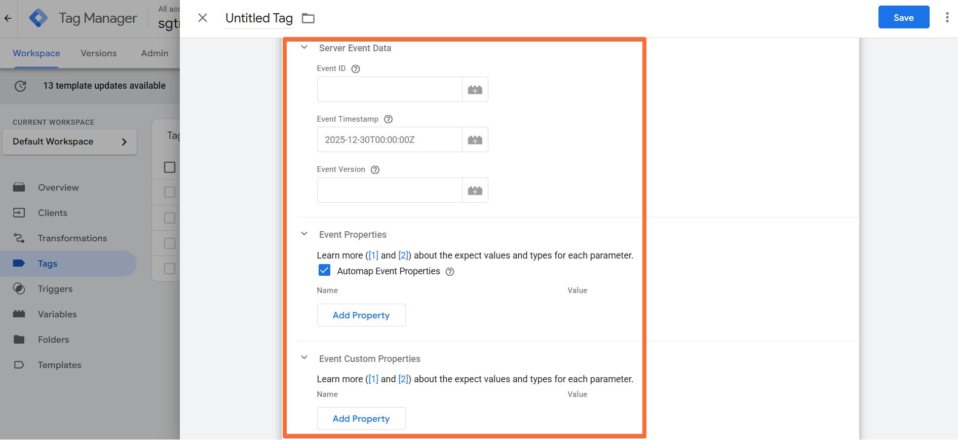 Optional Track Event properties