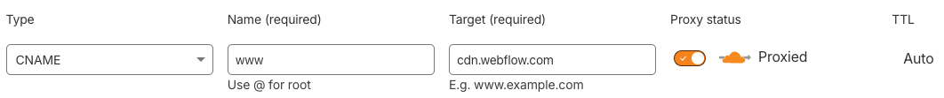 Enable the Cloudflare proxy