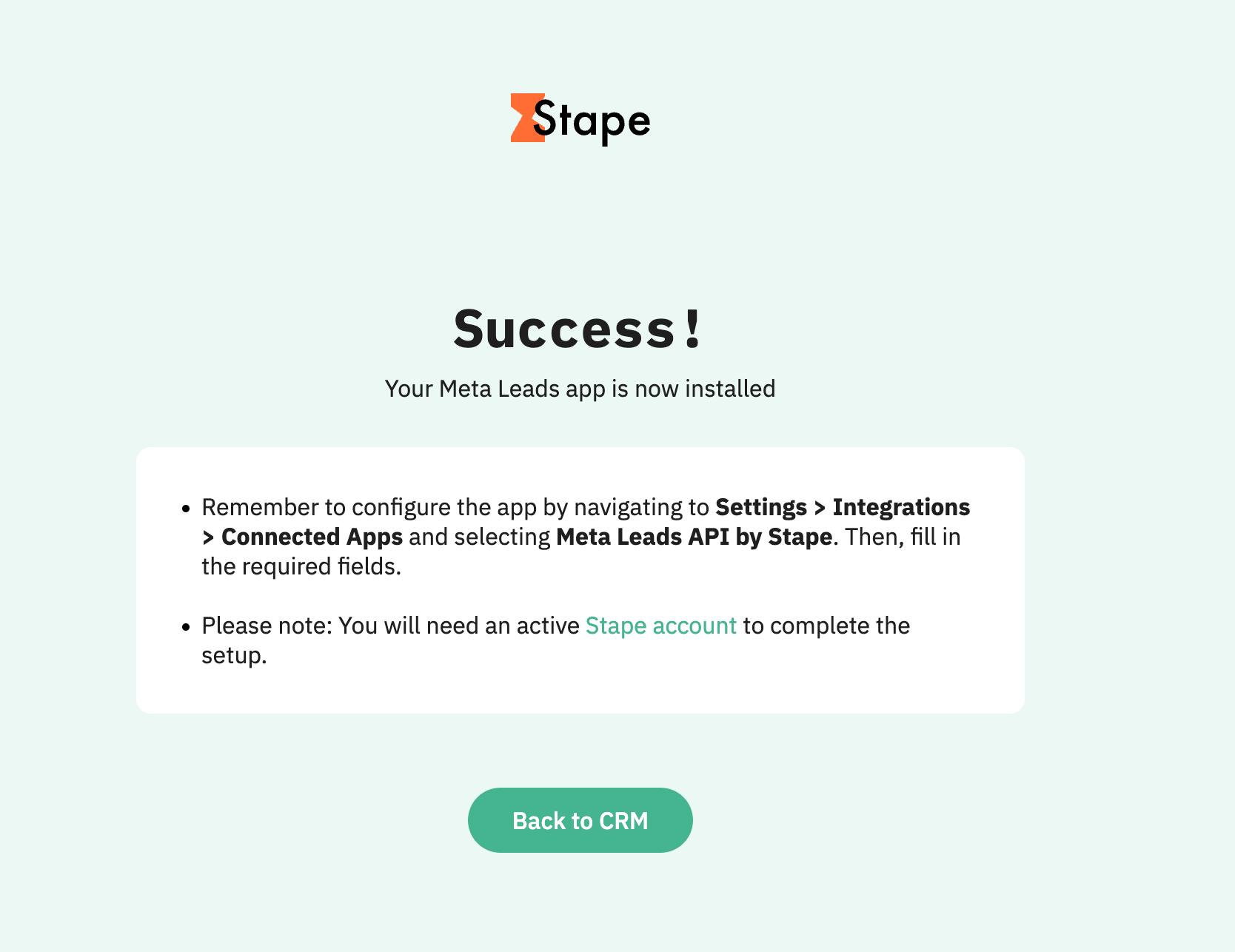 success screen