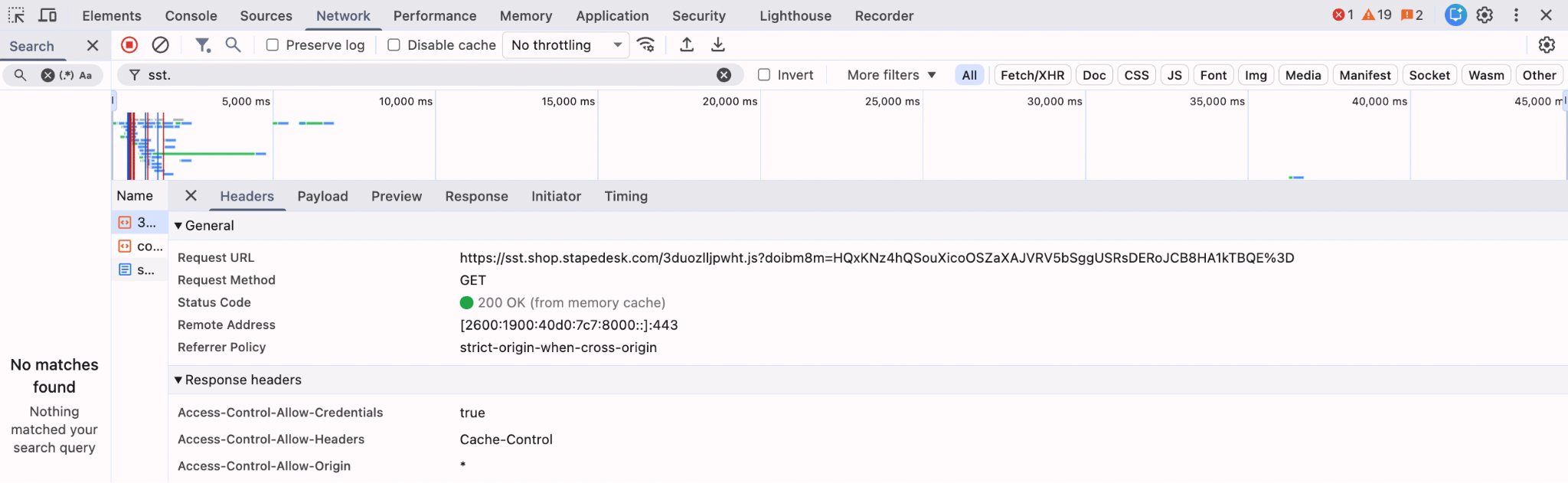 Onglet « Network » dans la console du navigateur