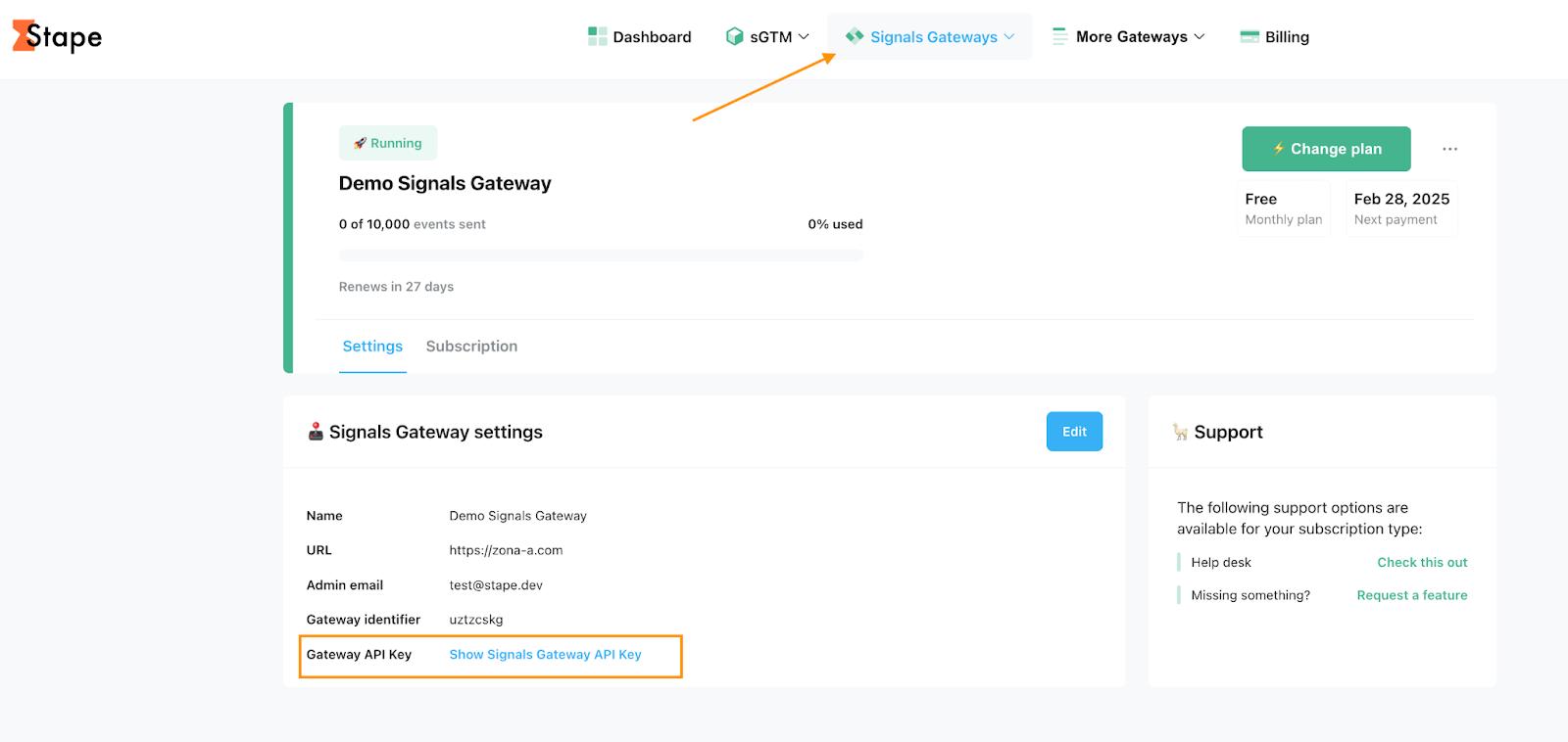 Signals Gateway API Key