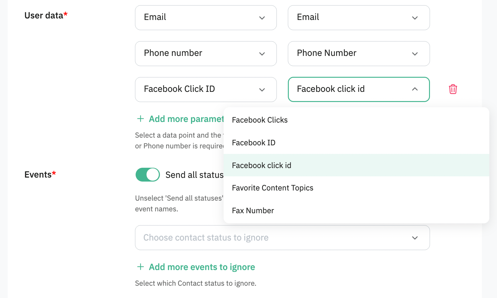 Configure additional User data