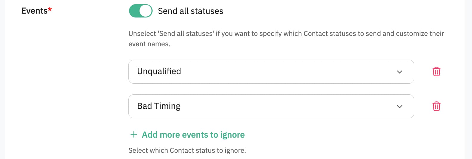 Send all statuses