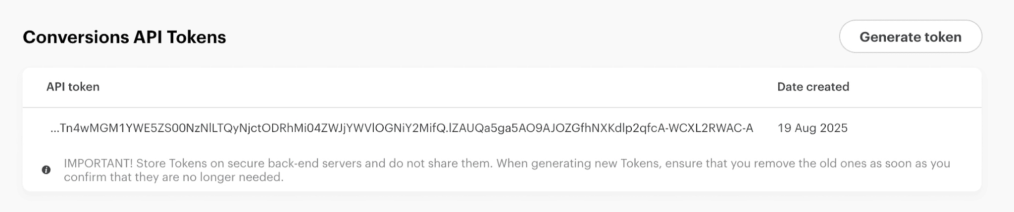Snapchat Conversions API Tokens