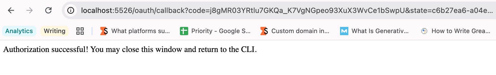 Successful authorization